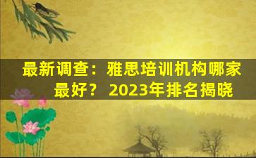 最新调查：雅思培训机构哪家最好？ 2023年排名揭晓